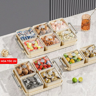 Khay đựng mứt tết đựng bánh kẹo, mứt tết, hộp đựng kẹo có nắp đậy chống bụi tiện dụng