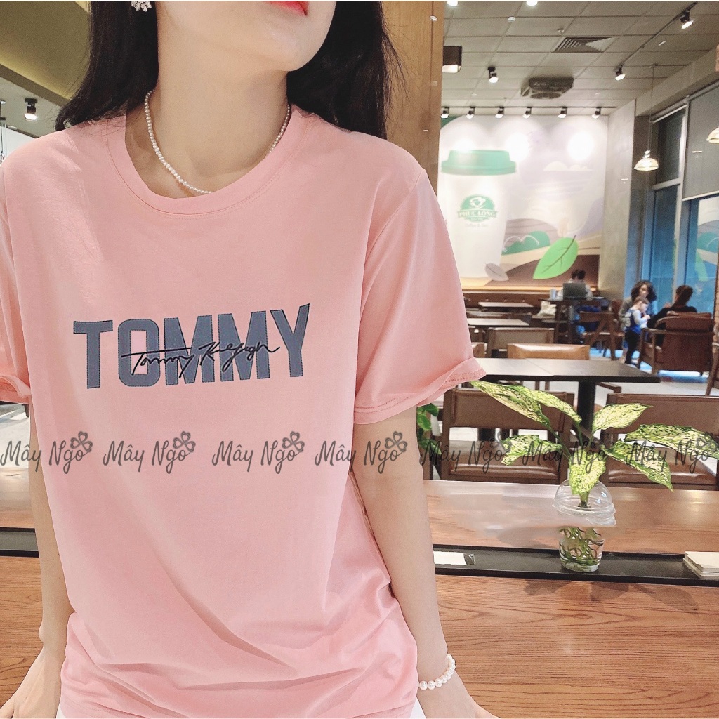 Áo thun thái form rộng in chữ vải mịn mát