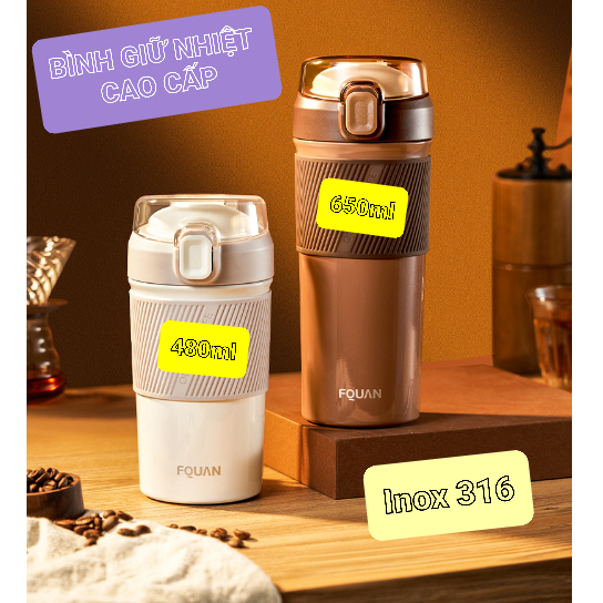 Bình giữ nhiệt cao cấp, sang trọng bằng inox 316, ly đựng trà, cafe. Sản phẩm làm quà tặng bạn bè, người thân