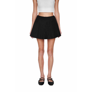 JUBIN STUDIO I Chân váy dập ly phối vải màu đen (Charlie Skirt)