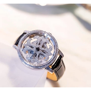 Đồng hồ nữ davena 31365 mặt tròn siz 39mm máy quartz dây da đen full box