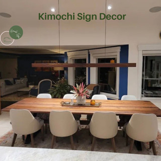 Đèn thả trần dài 120cm, đèn treo trang trí phòng khách thanh vuông bằng gỗ tự nhiên Kimochi Sign