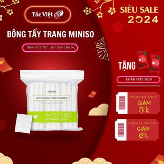 Bông tẩy trang MINISO Miếng mềm 180 tờ,  khăn lau mặt mỹ phẩm - Bông tẩy trang Miniso Nhật Bản 100% cotton mềm mại