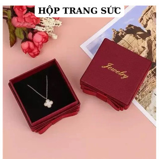 Hộp giấy màu đỏ sang trọng đựng trang sức DaLiA Jewelry đựng dây chuyền bông tai, lắc tay, lắc chân