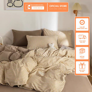 Set Chăn Ga Kẻ Caro Vàng Be Cotton TC Hàng Chuẩn Xuất Nhật (Shinbedding.shop)