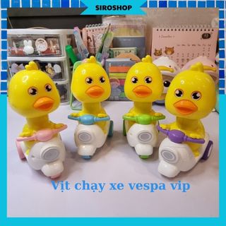 Đồ chơi vịt chạy xe vespa, vịt chạy cót tăng cường vận động cho bé