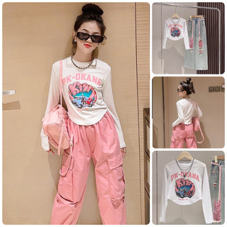 Áo thun bé gái lớn áo phong size đại dài tay atg44 size 130-170 25-45 kg quần áo trẻ em hàn quốc