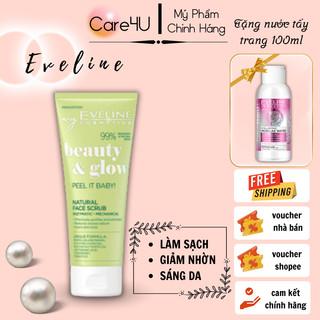  Tẩy da chết Eveline Beauty & Glow làm sáng da với hạt massage và Enzyme tự nhiên 75ML