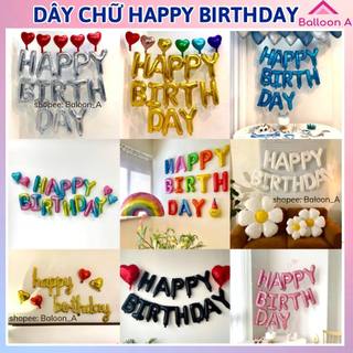 Bóng Chữ Happy Birthday Nhiều Màu  Cao 40cm Trang Trí Tiệc Sinh Nhật
