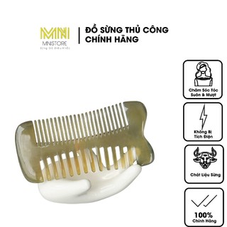 Lược sừng trâu dáng bí 2 răng khác nhau kích thước 12cm (Trắng) chống rụng tóc, giảm cảm giác đau đầu, chải gầu, chấy
