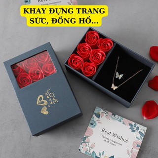 Hộp quà đựng trang sức cho người thương kèm hoa hồng DaLiA Jewelry hộp giấy đựng dây chuyền bông tai, lắc tay, lắc chân