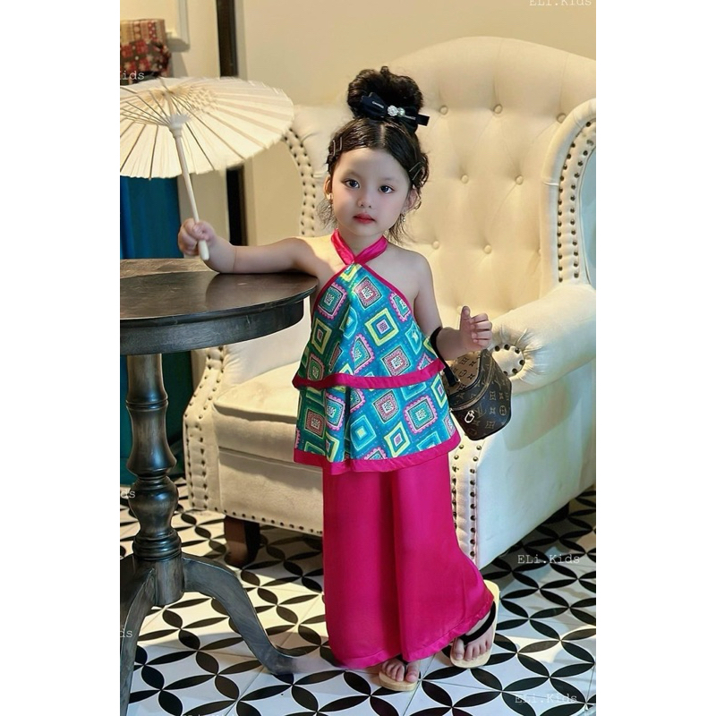 Set yếm lụa cho bé gái 10-30kg