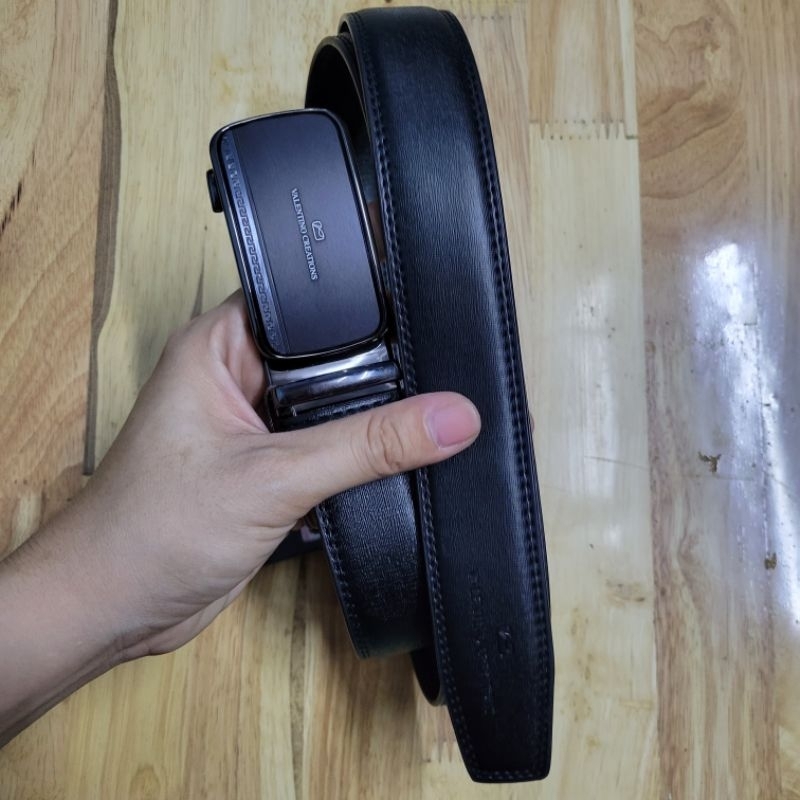 Thắt lưng dây nịt dây lưng đầu trượt kéo Valentino Creations pin belt black Malaysia