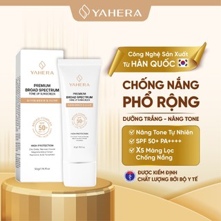 Kem chống nắng phổ rộng nâng tone 5 màng lọc chống nắng YAHERA Premium Sun Cream Broad Spectrum SPF50+ PA++++ 50g