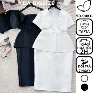 Da bigsize - Đầm Nữ Đầm Dự Tiệc , Váy Nữ Bigsize Kiểu Đầm Dây Áo Khoác Chất Tafta Cao Cấp Dành Cho Người Mập 50-90kg