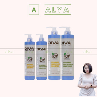 Cặp dầu gội xả diva collagen 750ml giảm gãy rụng phụ hồi tóc hư tổn, giữ màu tóc nhuộm. chính hãng ý alya