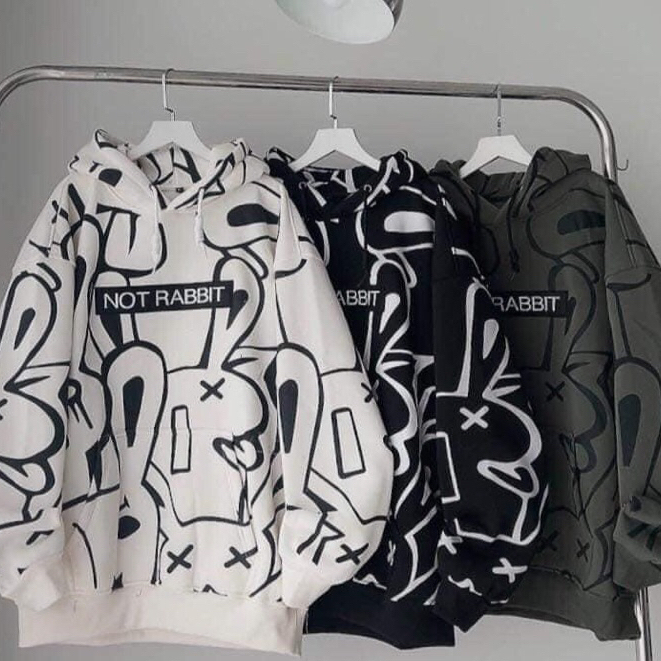 Áo Hoodie NOT RABBIT Unisex - Aidadas Có Mũ Dày dặn Co Giãn Form Rộng Chất Nỉ Bông Áo Hoodie Nam Nữ Cao Cấp