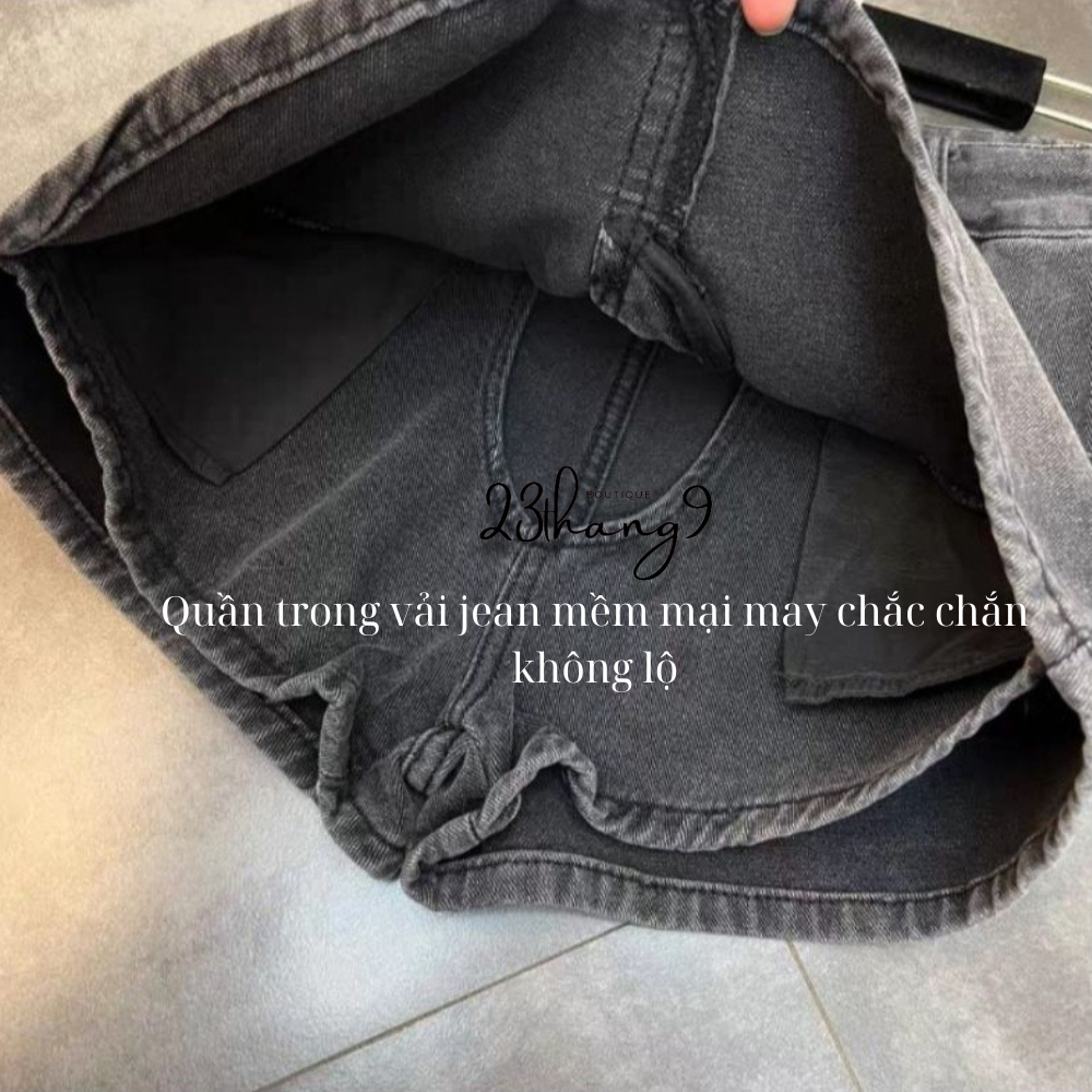 Chân váy jean , Quần giả váy lưng cao màu xanh dáng ngắn ôm túi tròn jeans QCCC mịn kèm quần trong ulzzang 90 | BigBuy360 - bigbuy360.vn