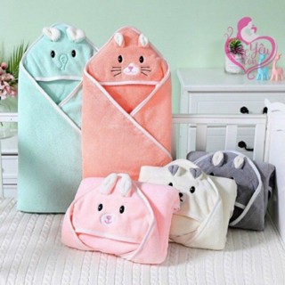 Khăn choàng quấn chất bông mỏng cho bé sơ sinh / Chăn ủ bé Có Mũ ( nón ) Mẫu THỎ - VOI ( chọn màu)