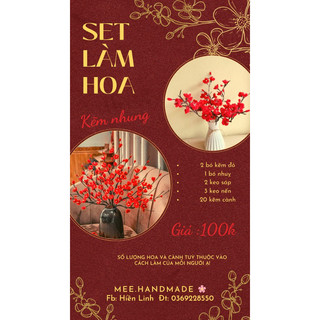 Set nguyên liệu làm bình đào đỏ kẽm nhung loại 1