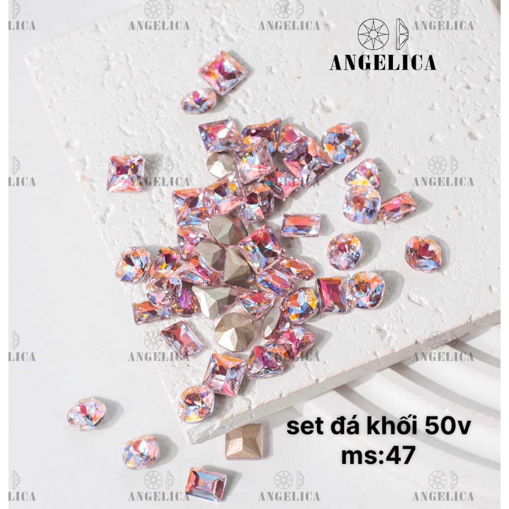 Set đá khối thủy tinh nail mix viên trang trí móng ANGELICA SDK50 SKMN