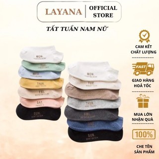 Set tất vớ nam nữ cổ ngắn LAYANA tuần 7 đôi 7 ngày siêu đẹp phong cách Hàn Quốc_LAYANA STORE