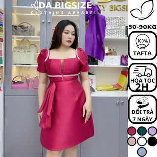 Dabigsize - Đầm Nữ Đầm Dự Tiệc , Váy Nữ Bigsize Kiểu Viền Ngoc Chất Tafta Cao Cấp Dành Cho Người Mập 50-90kg
