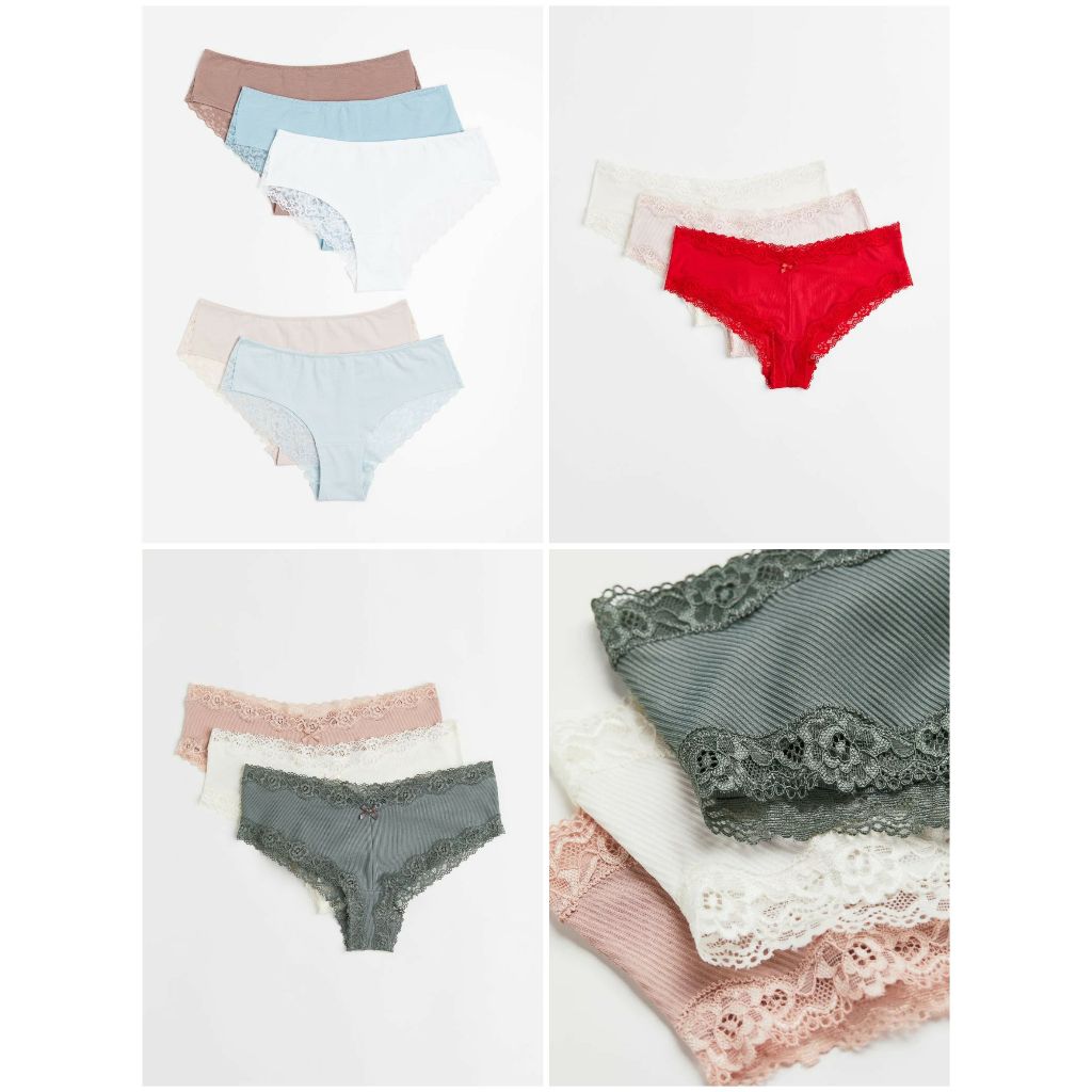 Set 3 quần chip 5 quần lót quần chip ren 1011444013 HM H&M_hàng chính hãng authentic