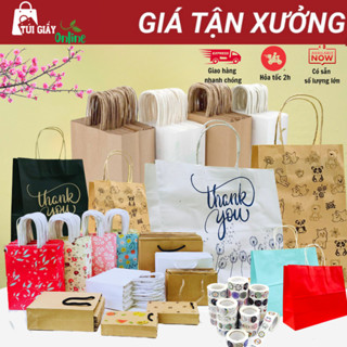 10 Túi giấy kraft có quai cao cấp Nhật Bản, túi giấy bảo vệ môi trường, túi xi măng đựng quà tặng