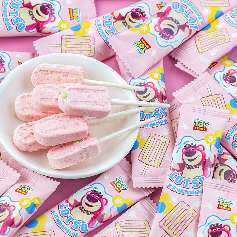 Kẹo Mút Sữa Bò Gấu Dâu Lotso Vị Dâu Tây Mix Kẹo Nổ 2in1 Popping Candy