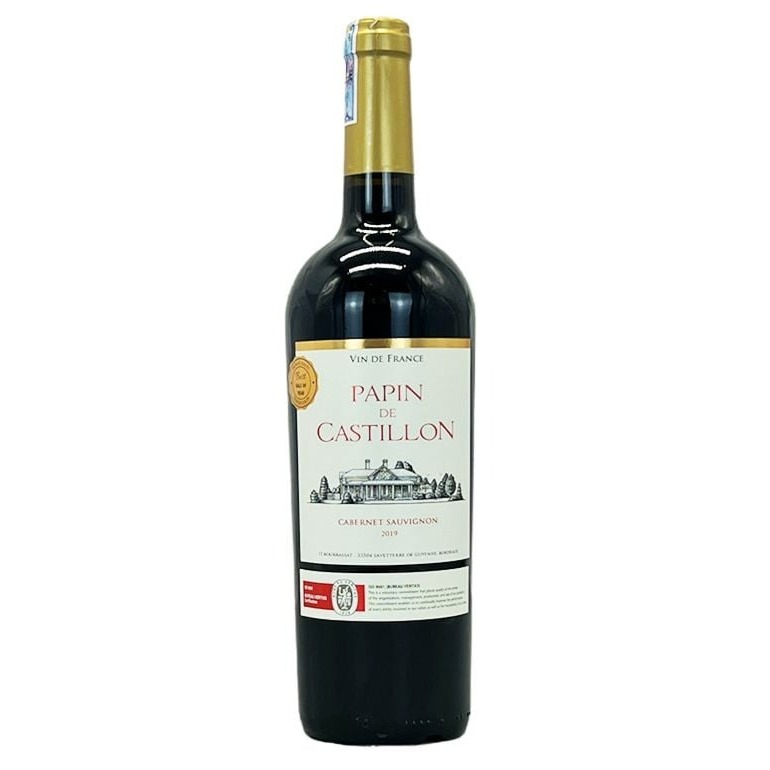 Rượu vang đỏ Pháp Papin De Castillon Cabernet Sauvignon 2019 Nồng độ Alc 13.5% 750ml