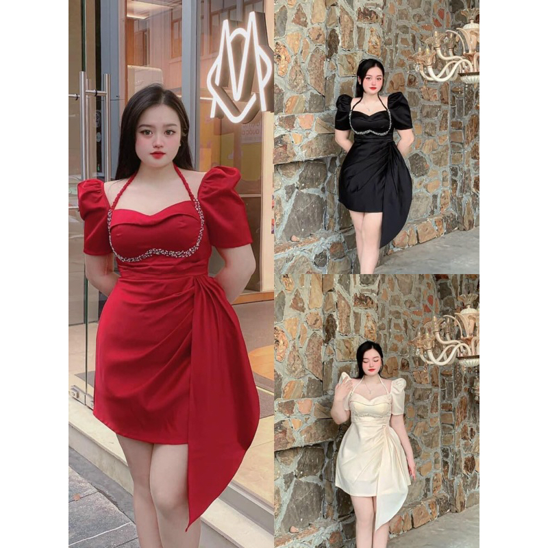 Đầm thiết kế tafta đính đá bigsize_saigon (60-90kg)