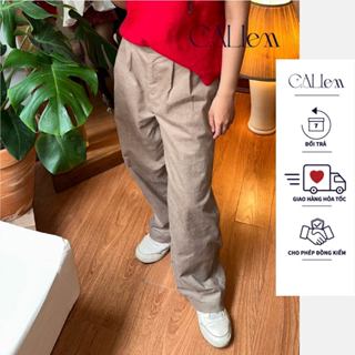 Quần nhung ống suông nữ Callem High waist wide trouser