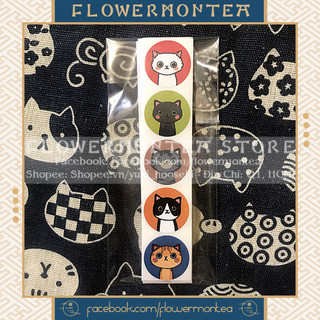 Set 90 sticker tròn - mèo meow