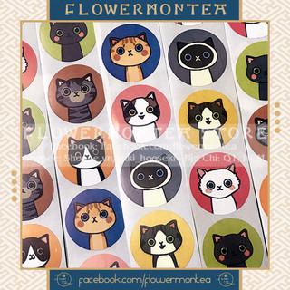 (01) Set 90 Sticker Tròn - Mèo Meow