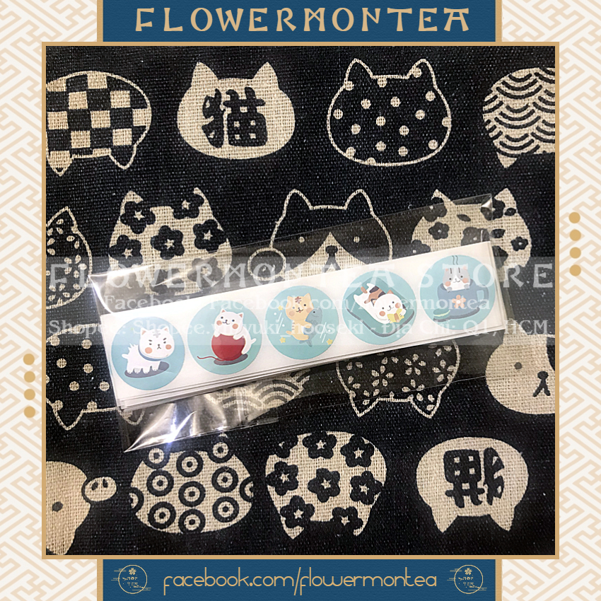 (03) Set 90 Sticker Tròn - Mèo Meow