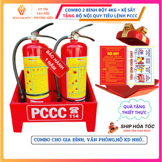 Bình cứu hỏa ,combo 2 bình chữa cháy +1 kệ đôi , tặng kèm bộ nội quy tiêu lệnh ,dùng cho văn phòng , hộ kinh doanh nhỏ.
