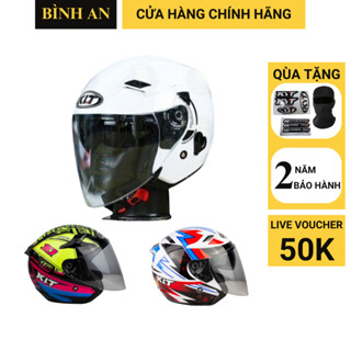Mũ Bảo Hiểm 3/4 KLT 2 Kính Nhiều Màu Chính Hãng Bảo Hành 12 Tháng (Tặng Kèm Khăn trùm đầu + Tem KYT)