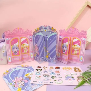 Bộ dán trang trí sticker công chúa, Bộ dán sticker hình tủ quần áo cho bé