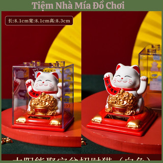 Mèo Thần Tài Vẫy Tay Trang Trí Oto Bàn Làm Việc Chạy Bằng Năng Lượng Mặt Trời Size Nhỏ