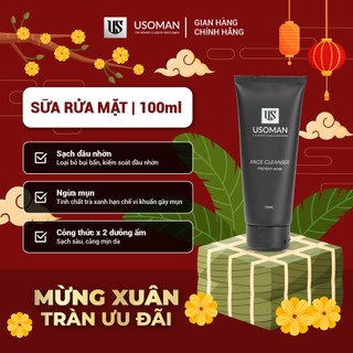 Sữa rửa mặt cho nam sạch dầu nhờn, ngừa mụn và cấp ẩm cho da USOMAN Cleanser 100g với tinh chất trà xanh organic
