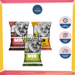 Cát vệ sinh cho mèo MIN 8L, Cát vệ sinh cho mèo khử mùi, vón cục túi 8L - Tpet shop