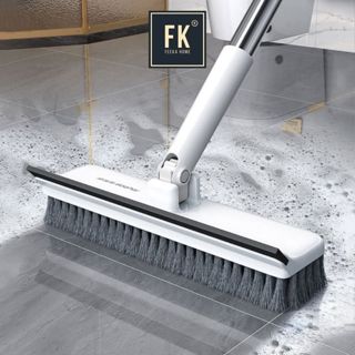  Chổi cọ phòng vệ sinh 2 in 1 đa năng xoay 360 độ bàn chải cọ phòng tắm cán dài 135 cm kết hợp gạt nước 