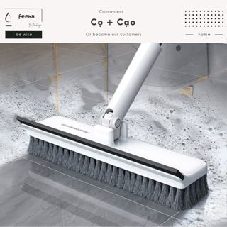  Chổi cọ phòng vệ sinh 2 in 1 đa năng xoay 360 độ bàn chải cọ phòng tắm cán dài 135 cm kết hợp gạt nước 