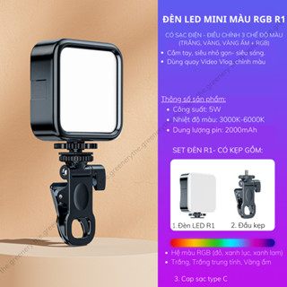 Đèn Led Mini Siêu Sáng Cầm Tay 6000K hỗ trợ Ánh Sáng cho Quay Video, Chụp Ảnh, Hệ màu RGB (đỏ, xanh lục, xanh lam)