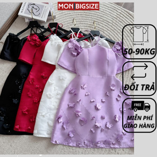 Váy bigsize nữ đầm dự tiệc đi chơi kiểu thiết kế bông cắt chất tafta cao cấp MON big size 50 - 90kg