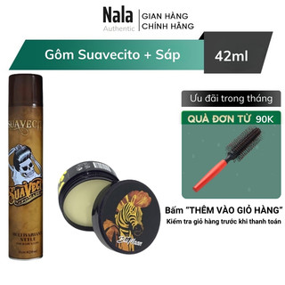 Gôm xịt tóc nam suavecito 420ml kèm sáp vuốt tóc blumaan ngựa vằn nala auth