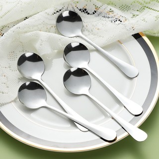 Set 5 Muỗng Inox Nhỏ Ăn Dặm-Thìa Trà Tròn Inox, Cà Phê - Múc Gia Vị - Thìa ăn Kem