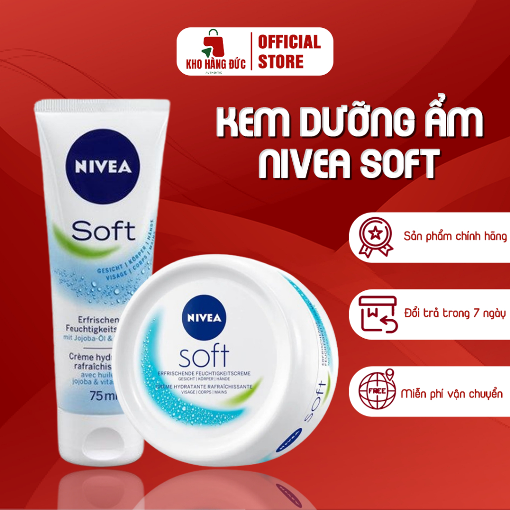 Kem Dưỡng Ẩm Nivea Soft - Dưỡng Ẩm Kho Hàng Đức Giúp Chống nẻ, Duy Trì Và Cung Cấp Độ Ẩm Cho Da Suốt