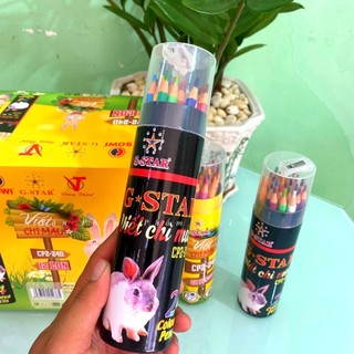 Lon 24 cây viết chì màu / bút chì màu 24 màu dài cp 2-24d kèm chuốt chì ở nắp vâng thiên g-star / gstar